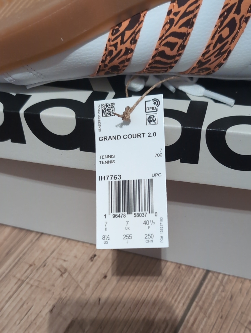 Adidas White Sneakers with Leopard Stripes and - Picture 6 of 7